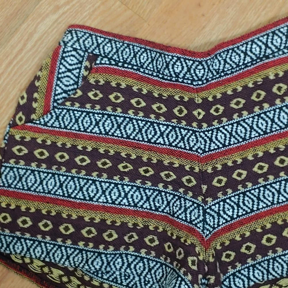 Boho Festival Shorts Vintage Tribal Print Pull On High Waist Hippie - Picture 6 of 7